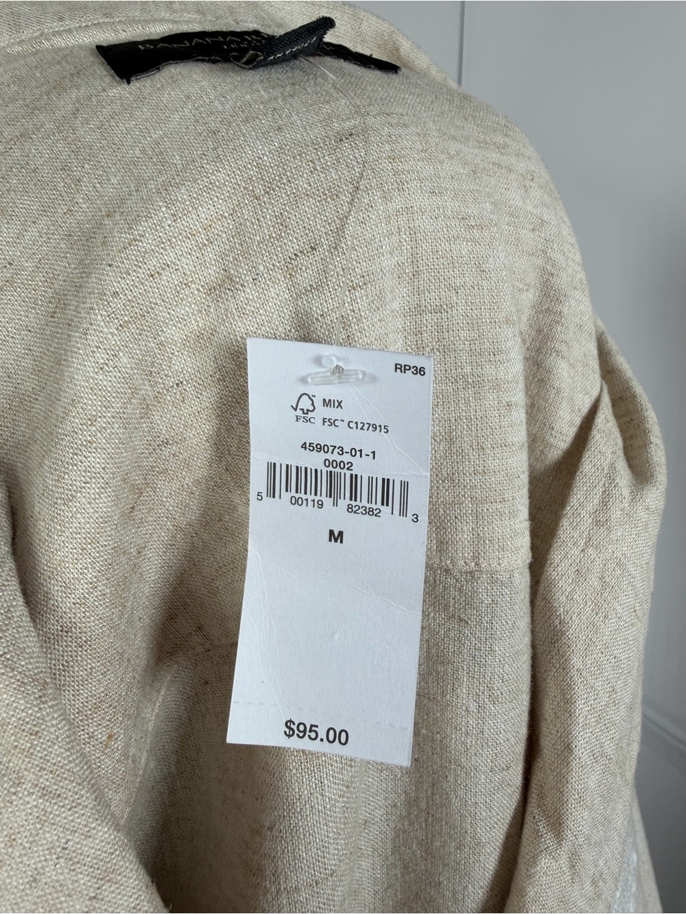 NWT Banana Republic Linen Blend Embroidered Blouse Beige Size Medium - Picture 6 of 7